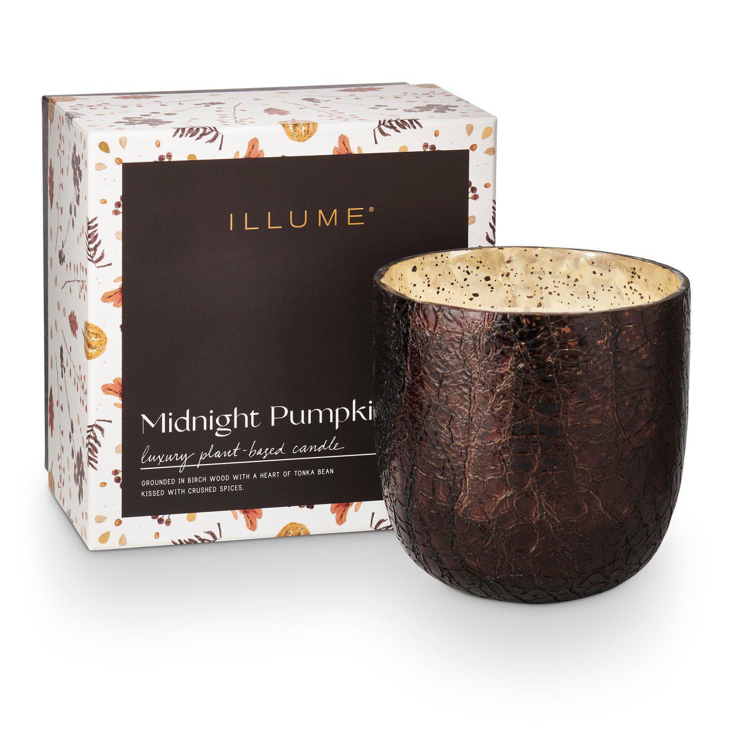 Midnight Pumpkin Large Crackle Glass Candle